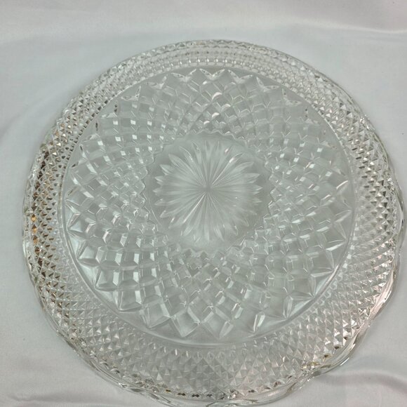 Vintage Anchor Hocking Wexford Cupped Edge Torte Plate Quilted Diamond Design - Picture 12 of 12